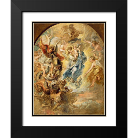 The Virgin as the Woman of the Apocalypse Black Modern Wood Framed Art Print with Double Matting by Rubens, Peter Paul