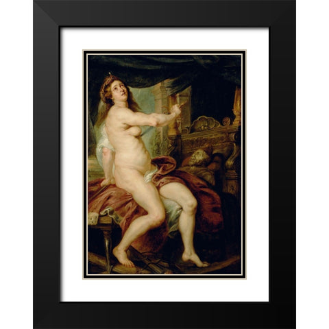 The Death of Dido Black Modern Wood Framed Art Print with Double Matting by Rubens, Peter Paul