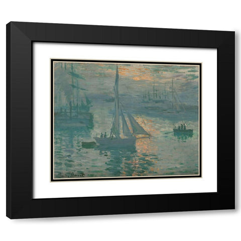 Sunrise (Marine) Black Modern Wood Framed Art Print with Double Matting by Monet, Claude
