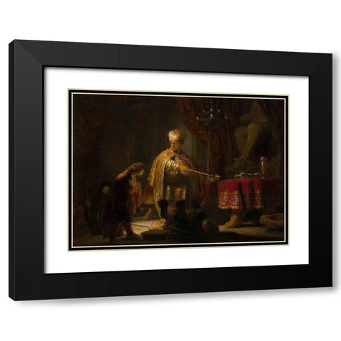 Daniel and Cyrus Before the Idol Bel Black Modern Wood Framed Art Print with Double Matting by van Rijn, Rembrandt Harmensz