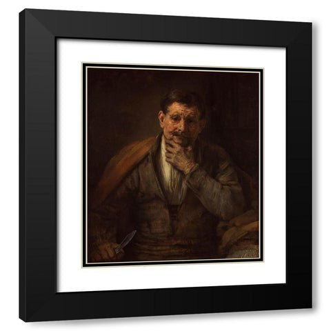 St. Bartholomew Black Modern Wood Framed Art Print with Double Matting by van Rijn, Rembrandt Harmensz