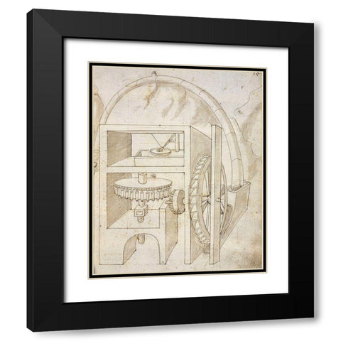 Folio 15: mill Black Modern Wood Framed Art Print with Double Matting by Martini, Francesco di Giorgio