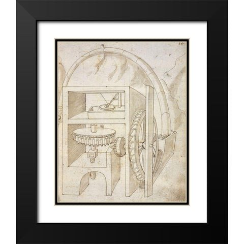 Folio 15: mill Black Modern Wood Framed Art Print with Double Matting by Martini, Francesco di Giorgio