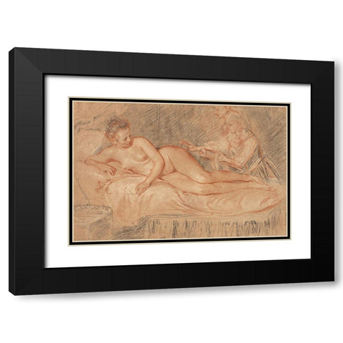 The Remedy Black Modern Wood Framed Art Print with Double Matting by Watteau, Jean-Antoine