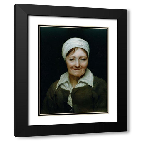 Head of a Woman Black Modern Wood Framed Art Print with Double Matting by Sweerts, Michael