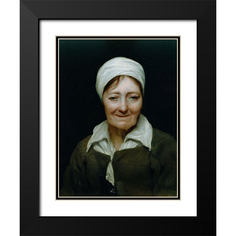 Head of a Woman Black Modern Wood Framed Art Print with Double Matting by Sweerts, Michael