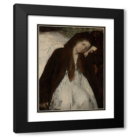 The Convalescent Black Modern Wood Framed Art Print with Double Matting by Degas, Edgar