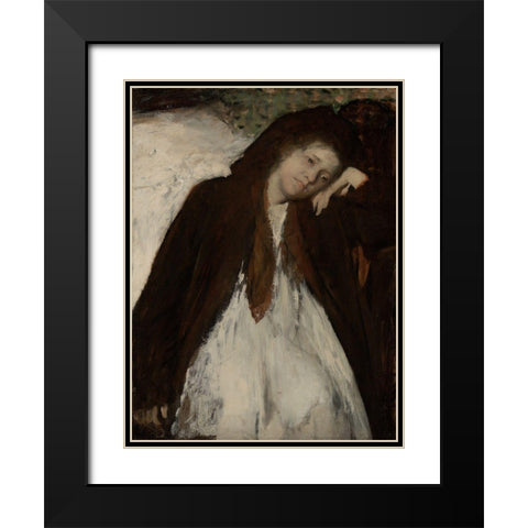 The Convalescent Black Modern Wood Framed Art Print with Double Matting by Degas, Edgar