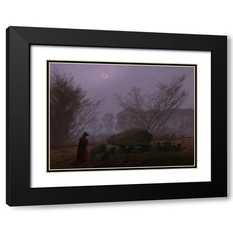 A Walk at Dusk Black Modern Wood Framed Art Print with Double Matting by Friedrich, Caspar David
