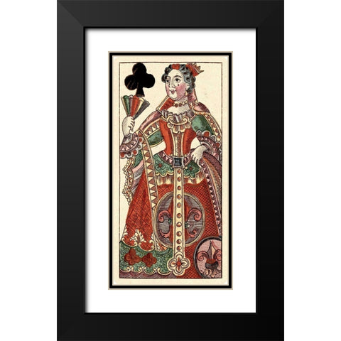 Queen of Clubs (Bauern Hochzeit Deck) Black Modern Wood Framed Art Print with Double Matting by Gobl, Andreas Benedictus