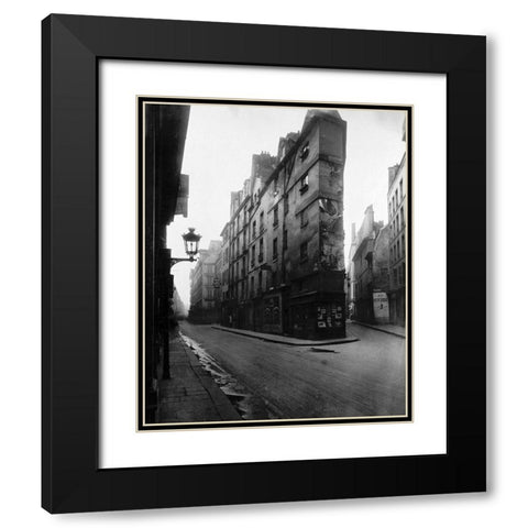 Paris, 1908 - Vieille Cour, 22 rue Quincampoix - Old Courtyard, 22 rue Quincampoix Black Modern Wood Framed Art Print with Double Matting by Atget, Eugene