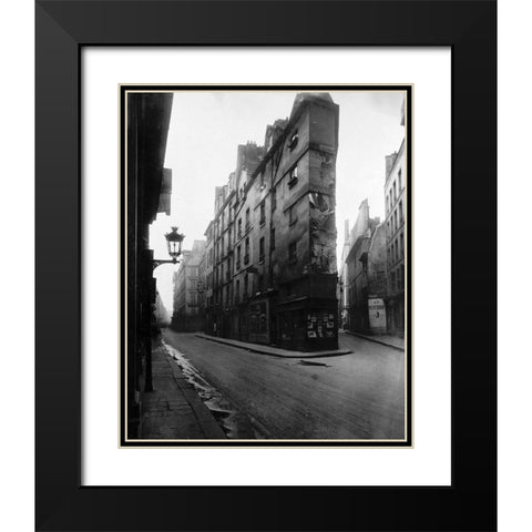 Paris, 1908 - Vieille Cour, 22 rue Quincampoix - Old Courtyard, 22 rue Quincampoix Black Modern Wood Framed Art Print with Double Matting by Atget, Eugene