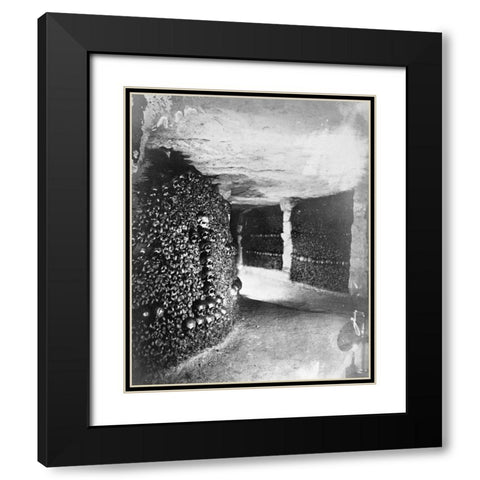 Paris, 1861 - View in the Catacombs Black Modern Wood Framed Art Print with Double Matting by Tournachon, Gaspard Felix