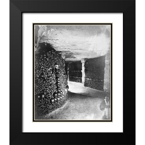 Paris, 1861 - View in the Catacombs Black Modern Wood Framed Art Print with Double Matting by Tournachon, Gaspard Felix
