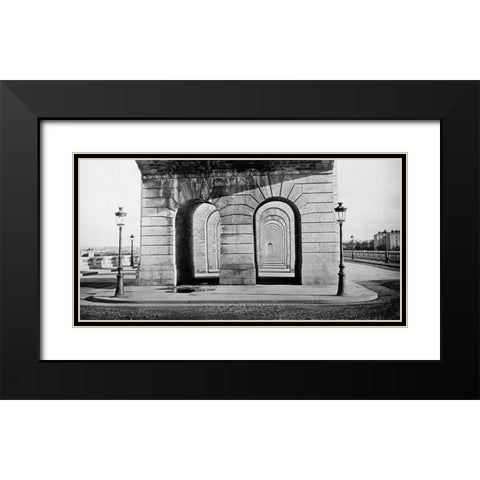 Paris, 1860s - Pont du Point du Jour Black Modern Wood Framed Art Print with Double Matting by Collard, Auguste Hippolyte