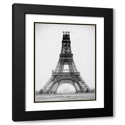 The Eiffel Tower, November 23, 1888 Black Modern Wood Framed Art Print with Double Matting by Durandelle, Louis-Emile