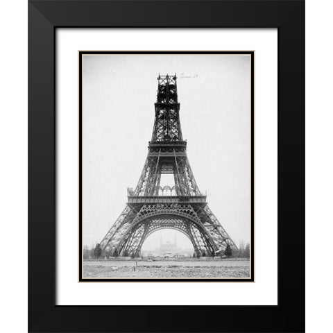 The Eiffel Tower, November 23, 1888 Black Modern Wood Framed Art Print with Double Matting by Durandelle, Louis-Emile