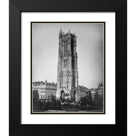 Paris, 1857-1859 - The Tour St. Jacques Black Modern Wood Framed Art Print with Double Matting by Le Gray, Gustave