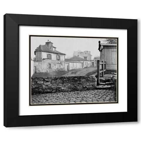 Paris, 1865 - The Impasse de lEssai at the Horse Market Black Modern Wood Framed Art Print with Double Matting by Marville, Charles