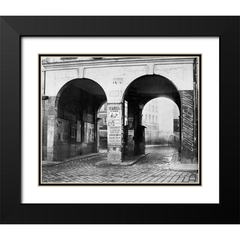 Paris, about 1865 - The Double Doorway, rue de la Ferronnerie Black Modern Wood Framed Art Print with Double Matting by Marville, Charles