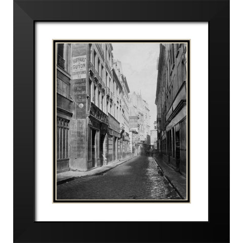 Paris, 1865 - Rue des Bourdonnais de la rue de Rivoli Black Modern Wood Framed Art Print with Double Matting by Marville, Charles