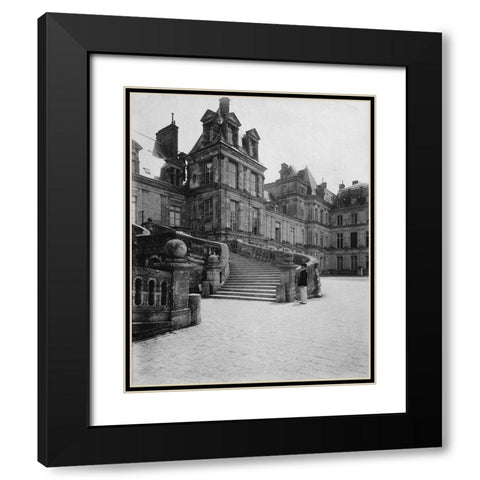 Fountainebleau, 1903 - Cour des Adieux Black Modern Wood Framed Art Print with Double Matting by Atget, Eugene