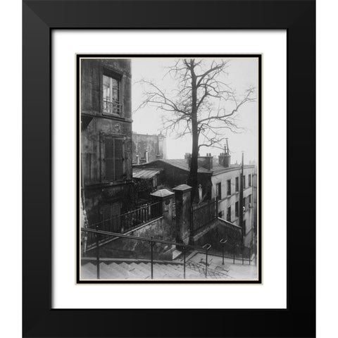 Paris, 1921 - Staircase, Montmartre Black Modern Wood Framed Art Print with Double Matting by Atget, Eugene