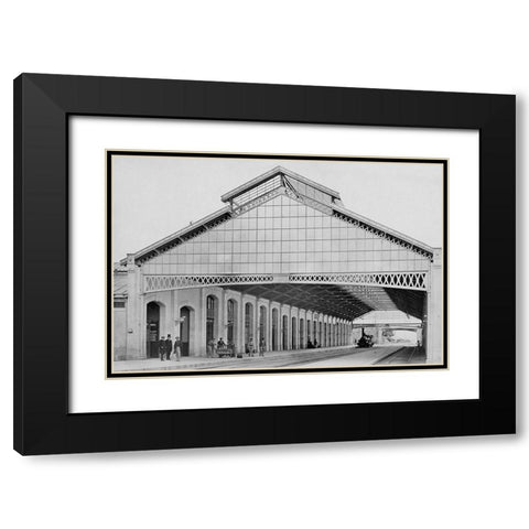 France, 1860-1863 - Nevers Station Black Modern Wood Framed Art Print with Double Matting by Collard, Auguste Hippolyte