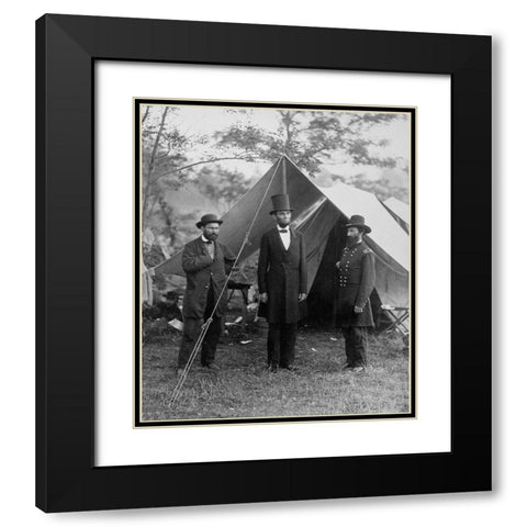 President Lincoln on the Battlefield of Antietam, Maryland, October 2, 1862 Black Modern Wood Framed Art Print with Double Matting by Gardner, Alexander