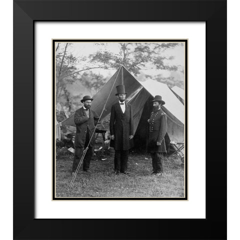 President Lincoln on the Battlefield of Antietam, Maryland, October 2, 1862 Black Modern Wood Framed Art Print with Double Matting by Gardner, Alexander