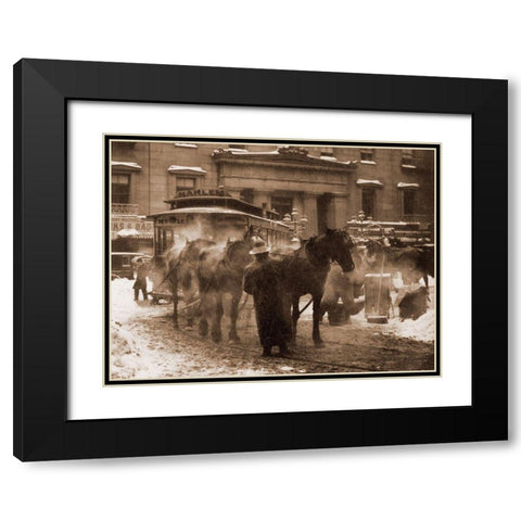The Terminal, New York City, 1893 Black Modern Wood Framed Art Print with Double Matting by Stieglitz, Alfred