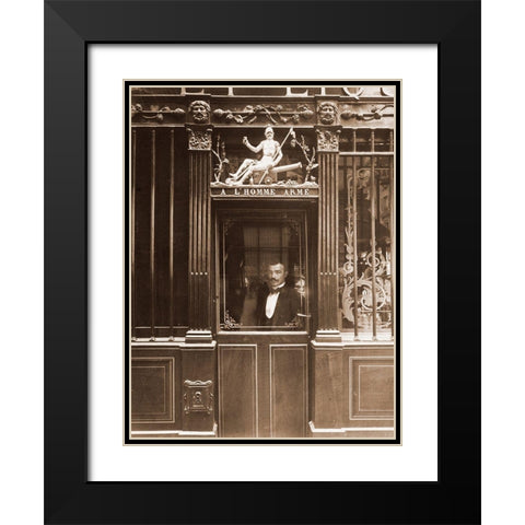25, Rue des Blancs Manteaux - Cafe, rue des Blancs Manteaux. Sepia Black Modern Wood Framed Art Print with Double Matting by Atget, Eugene