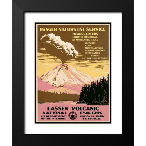 Lassen Volcanic National Park, ca. 1938 Black Modern Wood Framed Art Print with Double Matting by Ranger Naturalist Service