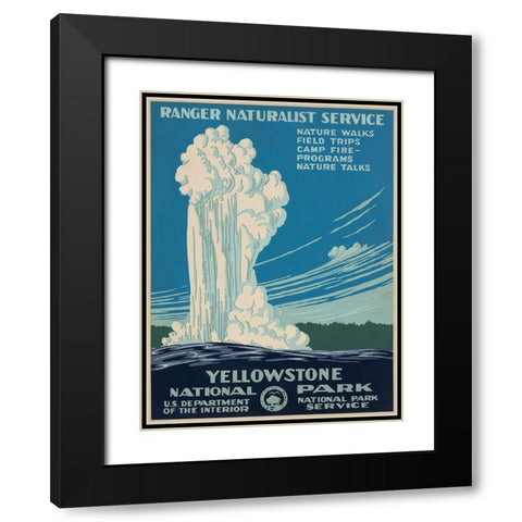 Yellowstone National Park, ca. 1938 Black Modern Wood Framed Art Print with Double Matting by Ranger Naturalist Service