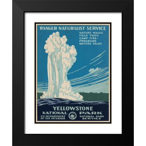 Yellowstone National Park, ca. 1938 Black Modern Wood Framed Art Print with Double Matting by Ranger Naturalist Service