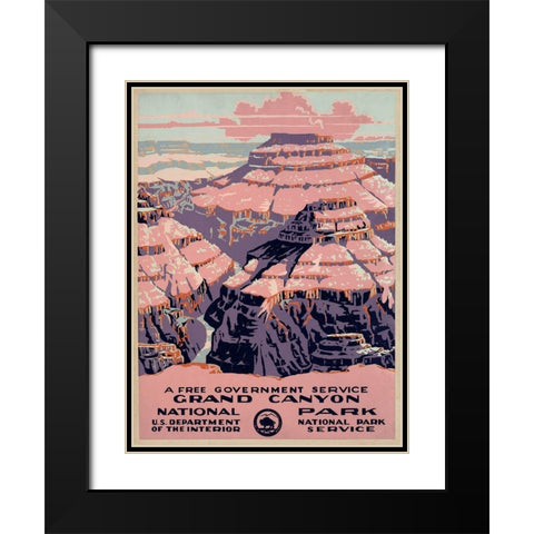 Grand Canyon National Park, a Free Government Service, ca. 1938 Black Modern Wood Framed Art Print with Double Matting by WPA