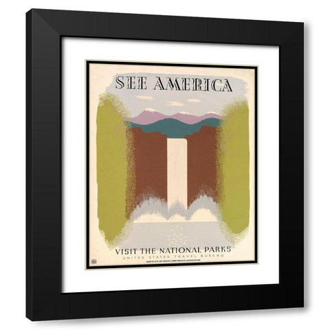 See America Visit the National Parks, ca. 1936-1940 Black Modern Wood Framed Art Print with Double Matting by Herzog, Harry