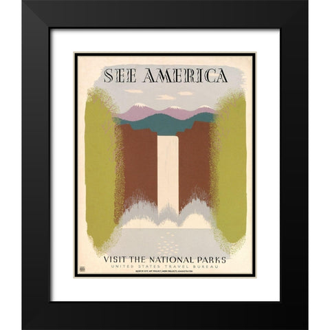 See America Visit the National Parks, ca. 1936-1940 Black Modern Wood Framed Art Print with Double Matting by Herzog, Harry