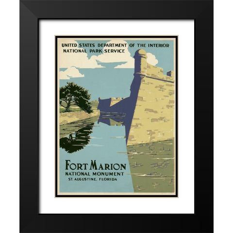 Fort Marion National Monument, St. Augustine, Florida, ca. 1938 Black Modern Wood Framed Art Print with Double Matting by WPA