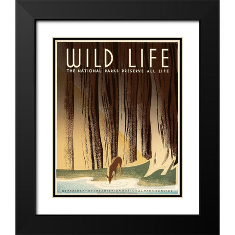 Wild Life; The National Parks Preserve All Life, ca. 1936-1940 Black Modern Wood Framed Art Print with Double Matting by Nicholson, Frank S.