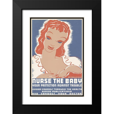 Nurse the baby. Your protection against trouble Black Modern Wood Framed Art Print with Double Matting by Krause, Erik-Hans