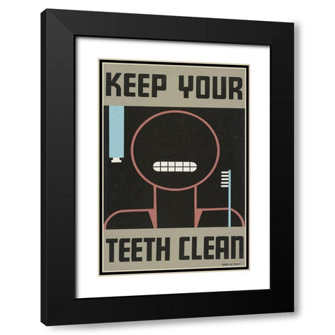 Keep your teeth clean Black Modern Wood Framed Art Print with Double Matting by WPA