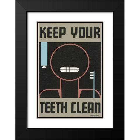 Keep your teeth clean Black Modern Wood Framed Art Print with Double Matting by WPA