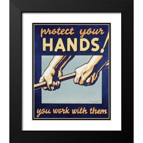 Protect your hands Black Modern Wood Framed Art Print with Double Matting by Muchley, Robert