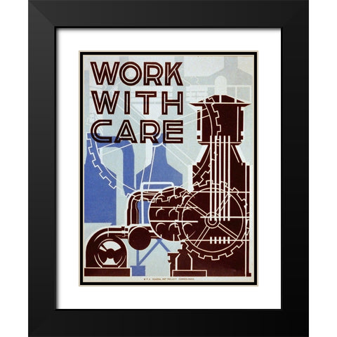 Work with care Black Modern Wood Framed Art Print with Double Matting by Sherman, Nathan