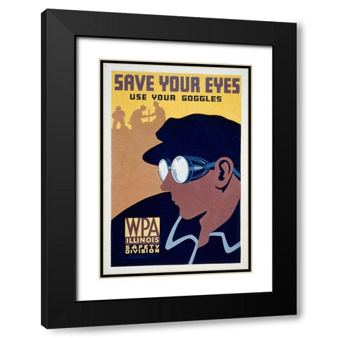 Save your eyes - use your goggles Black Modern Wood Framed Art Print with Double Matting by WPA
