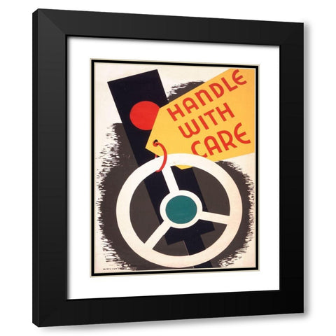 Handle with care Black Modern Wood Framed Art Print with Double Matting by WPA