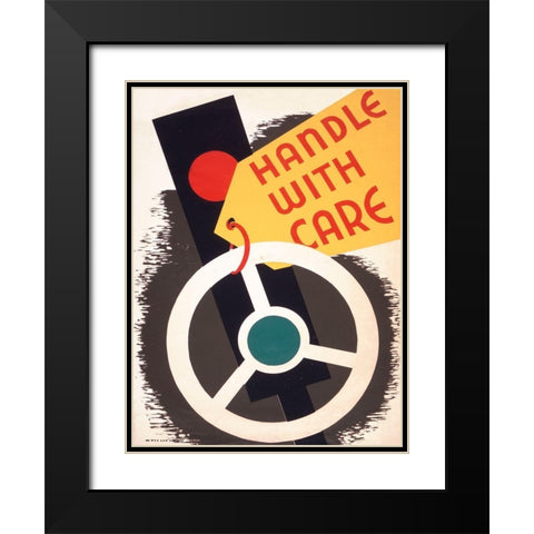 Handle with care Black Modern Wood Framed Art Print with Double Matting by WPA