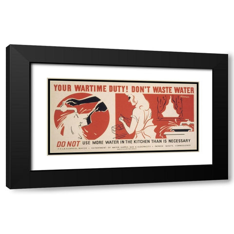 Do not use more water in the kitchen than is necessary Black Modern Wood Framed Art Print with Double Matting by Kerkam, Earl