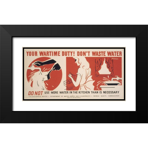 Do not use more water in the kitchen than is necessary Black Modern Wood Framed Art Print with Double Matting by Kerkam, Earl